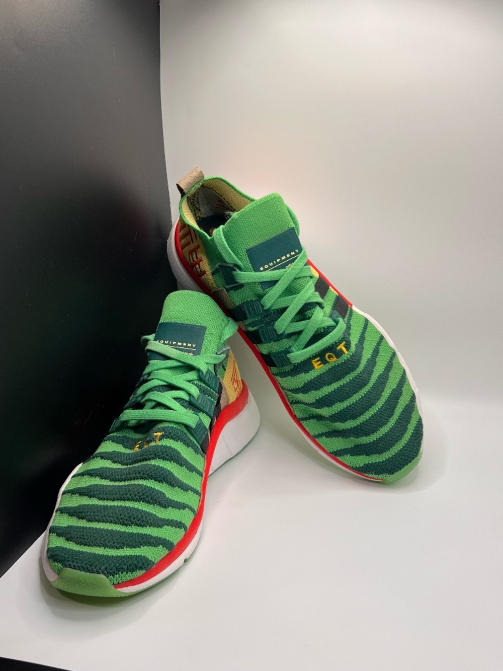 Dragon Ball Z Adidas EQT Sneakers With Box. Green/Yellow. Mens 10 1/2. Primeknit
